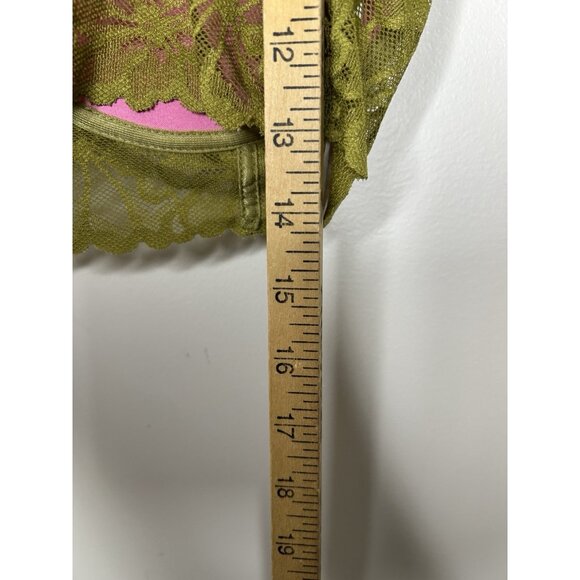 Pink Victoria's Secret Bralette Women's Green Lace Padded Bra Size Large - Picture 6 of 7